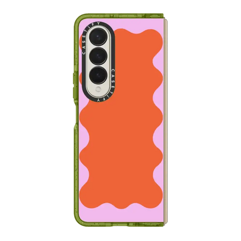 Pink Wavy Border on Orange