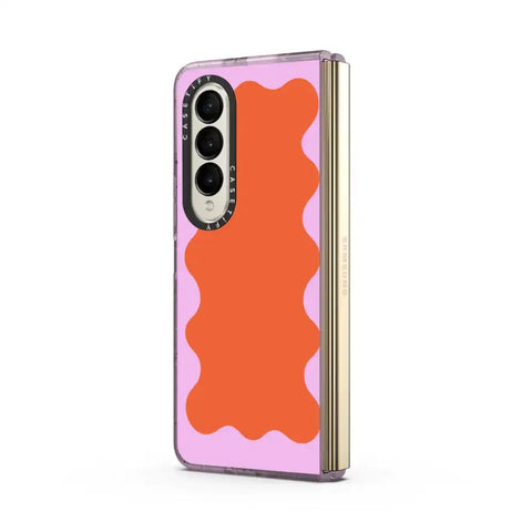 Pink Wavy Border on Orange