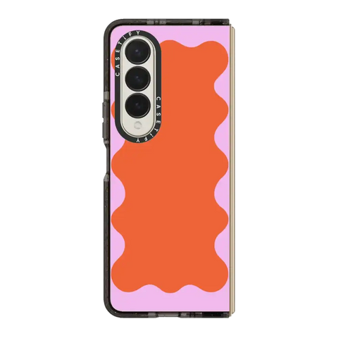 Pink Wavy Border on Orange