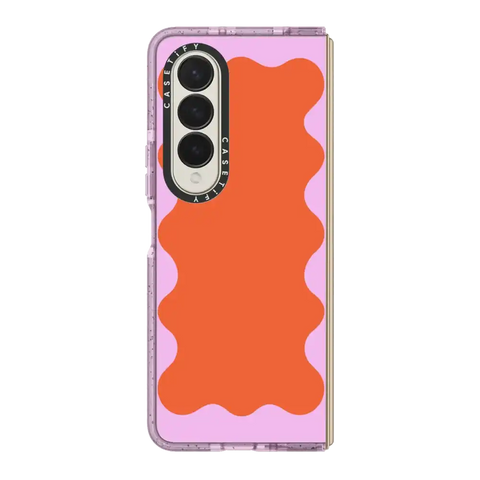 Pink Wavy Border on Orange