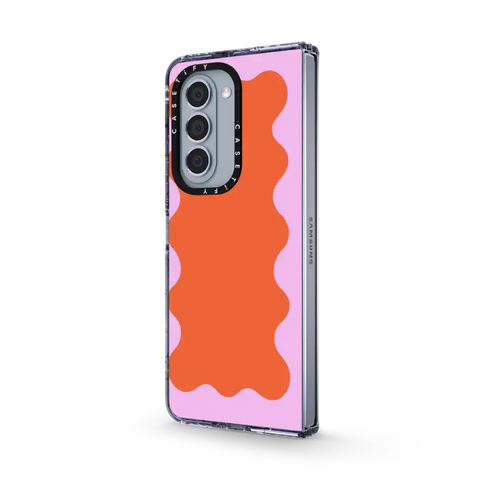 Pink Wavy Border on Orange