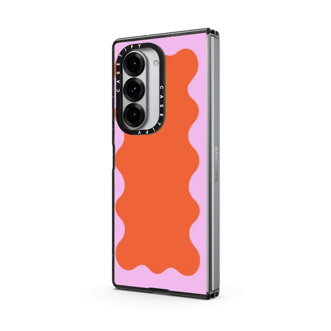 Pink Wavy Border on Orange