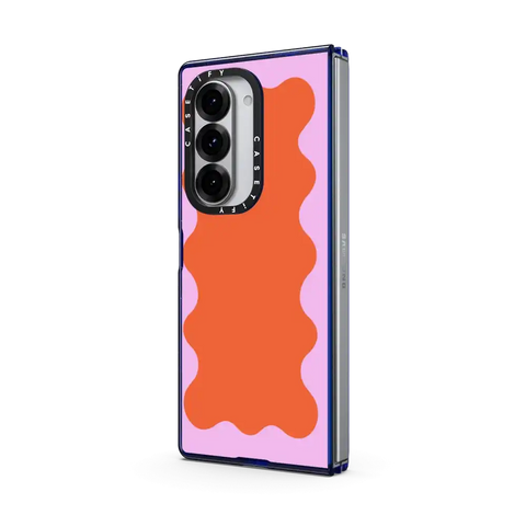 Pink Wavy Border on Orange
