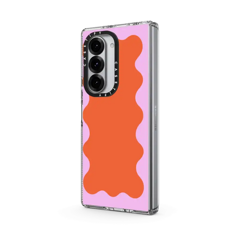 Pink Wavy Border on Orange
