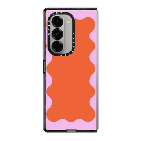 Pink Wavy Border on Orange