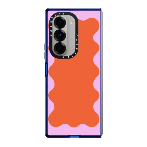 Pink Wavy Border on Orange