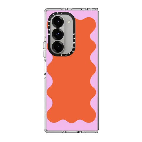 Pink Wavy Border on Orange
