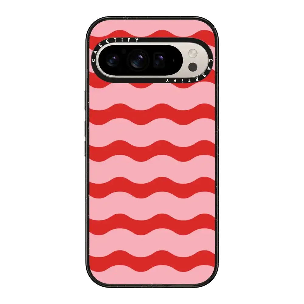 Red And Pink Wavy Stripe