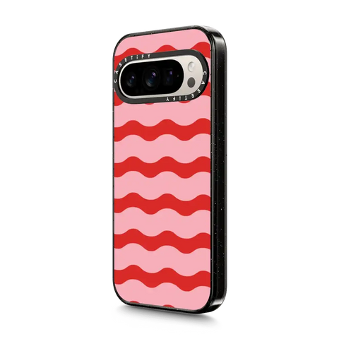 Red And Pink Wavy Stripe