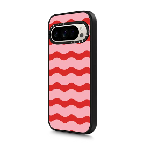 Red And Pink Wavy Stripe