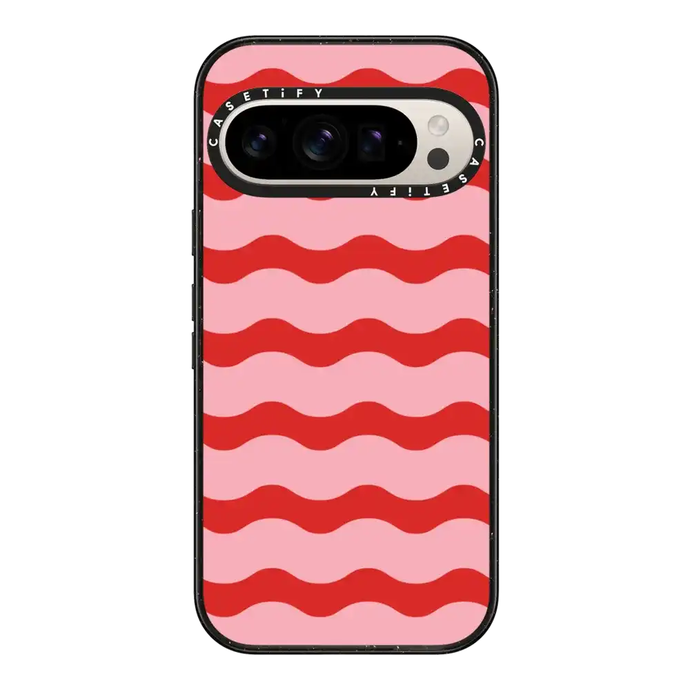 Red And Pink Wavy Stripe