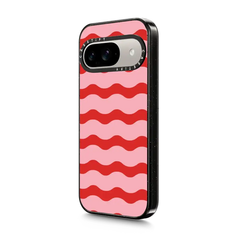 Red And Pink Wavy Stripe