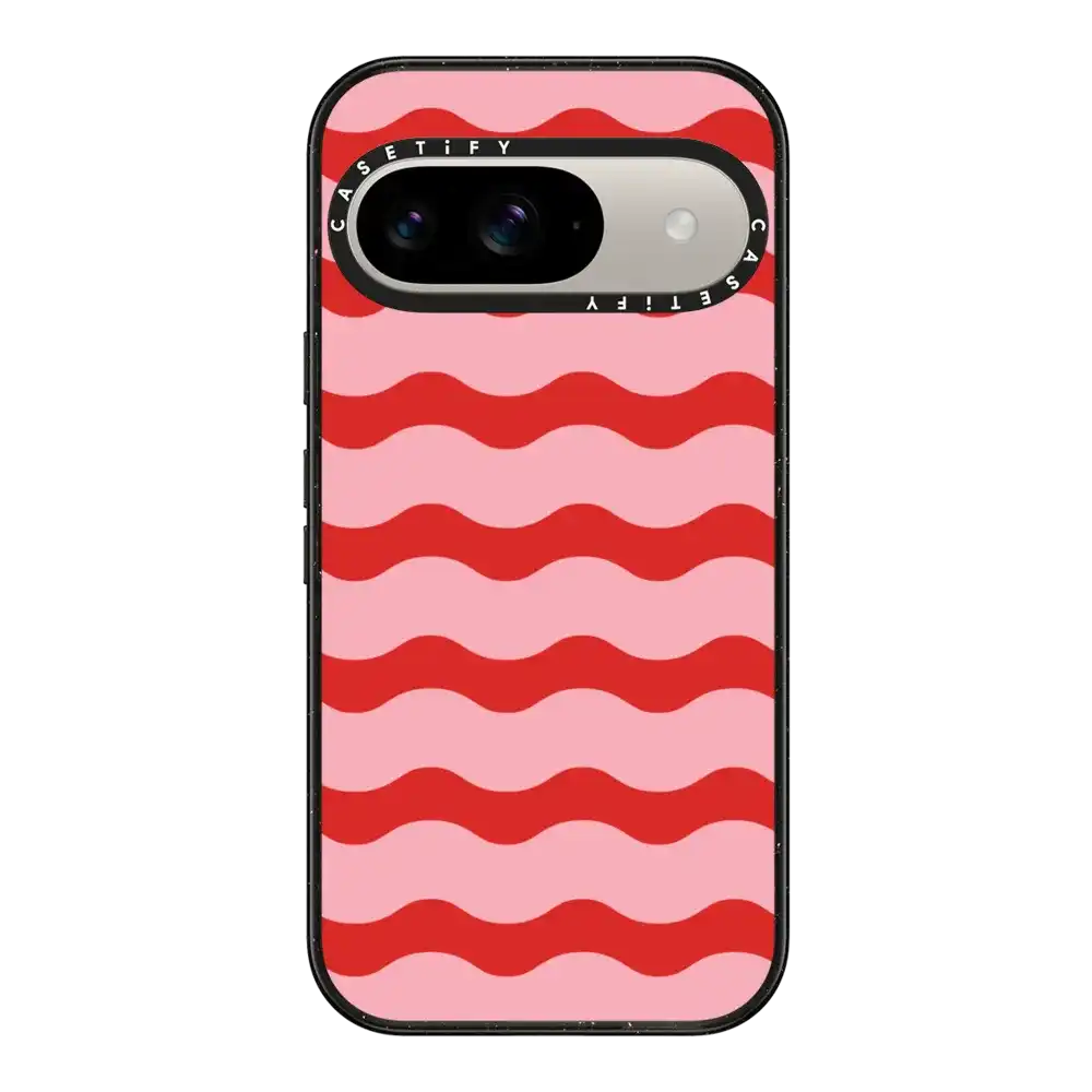 Red And Pink Wavy Stripe