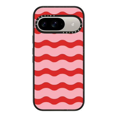 Red And Pink Wavy Stripe