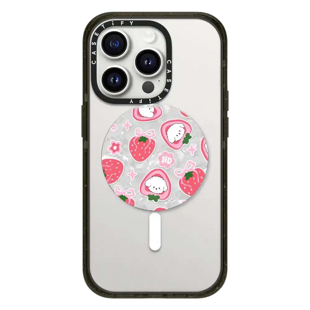 Bichon Bibo Dog and Strawberry Bow Pattern
