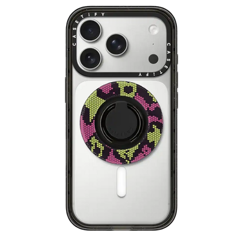 Pink Green Heart Snake Print