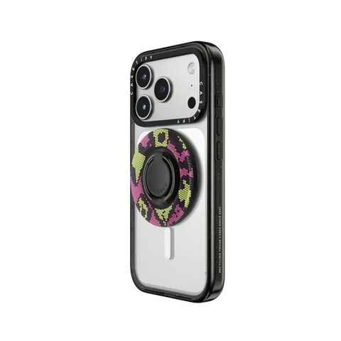 Pink Green Heart Snake Print