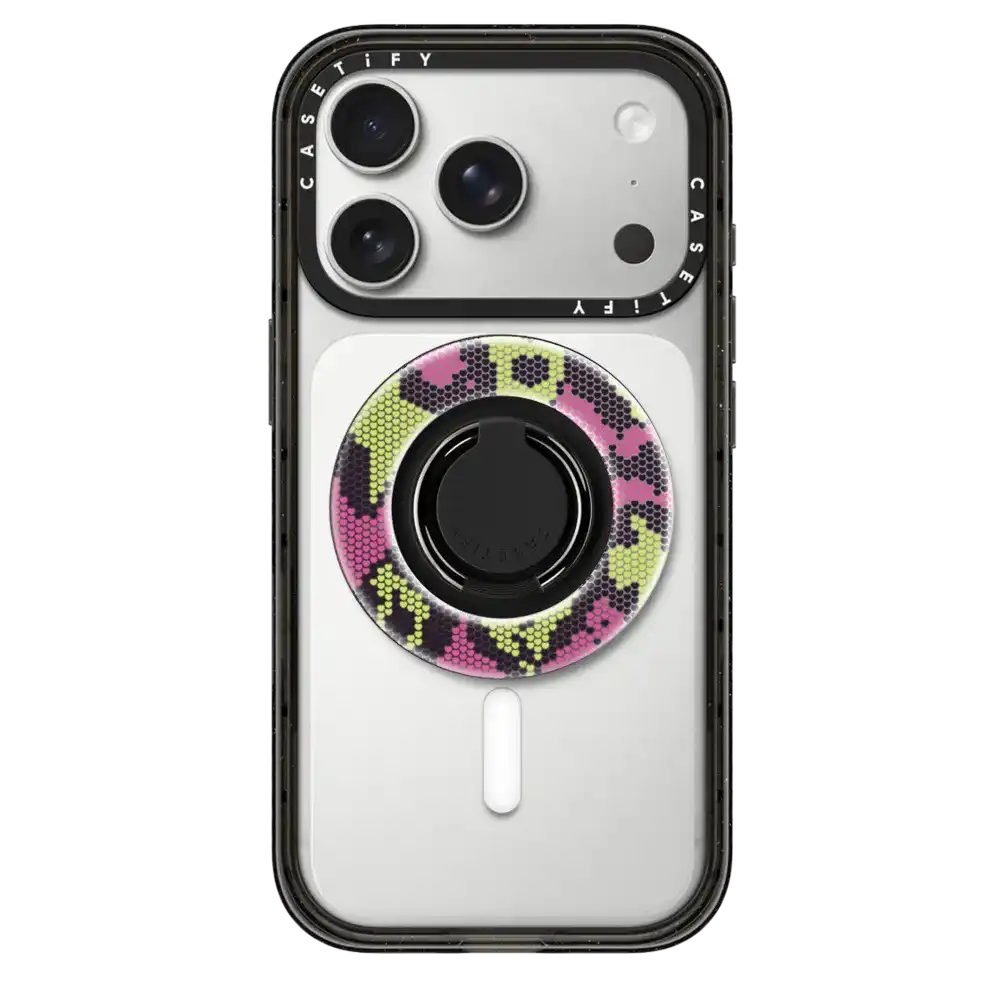 Pink Green Heart Snake Print
