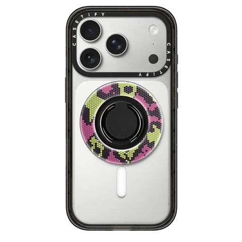 Pink Green Heart Snake Print