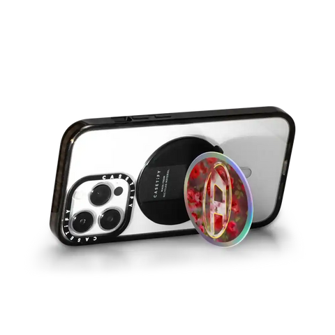 Red Floral Oval D Snappy Grip Stand
