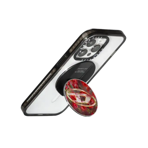 Red Floral Oval D Snappy Grip Stand