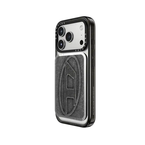 Black Denim Oval D Snappy Cardholder Stand