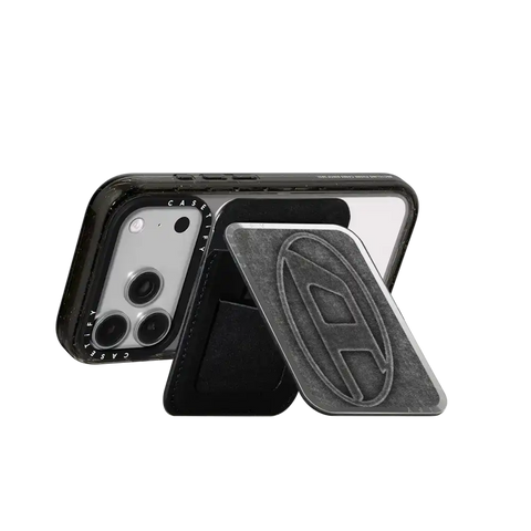 Black Denim Oval D Snappy Cardholder Stand