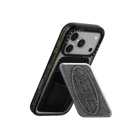 Black Denim Oval D Snappy Cardholder Stand