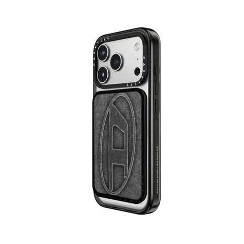 Black Denim Oval D Snappy Cardholder Stand