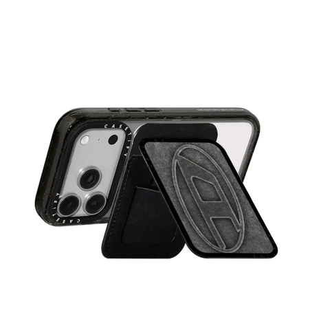 Black Denim Oval D Snappy Cardholder Stand