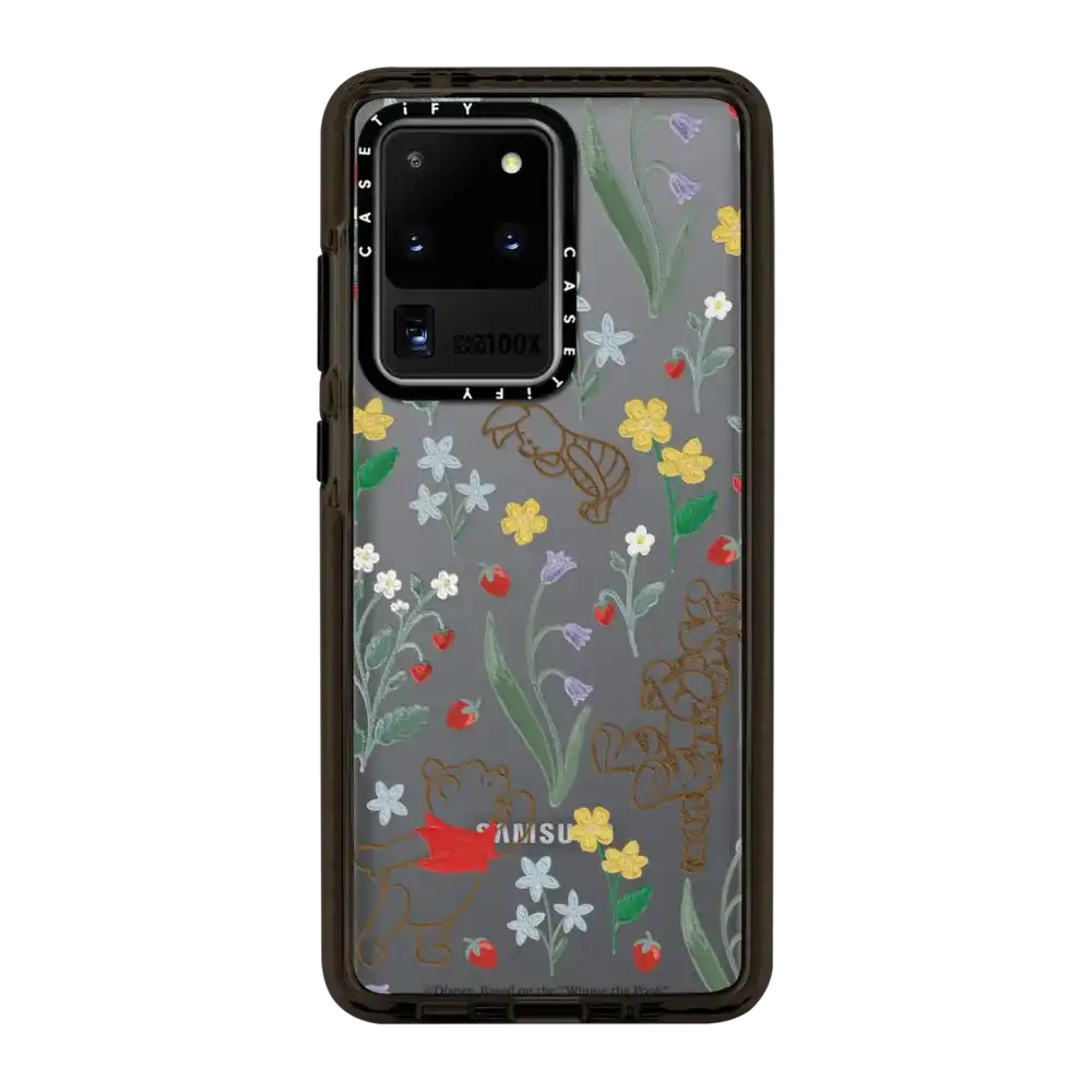 Winnie The Pooh Embroidered Floral Pattern Phone Case
