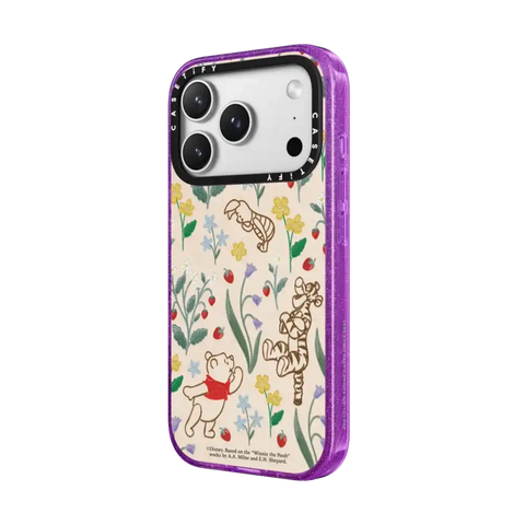 Winnie The Pooh Embroidered Floral Pattern Phone Case