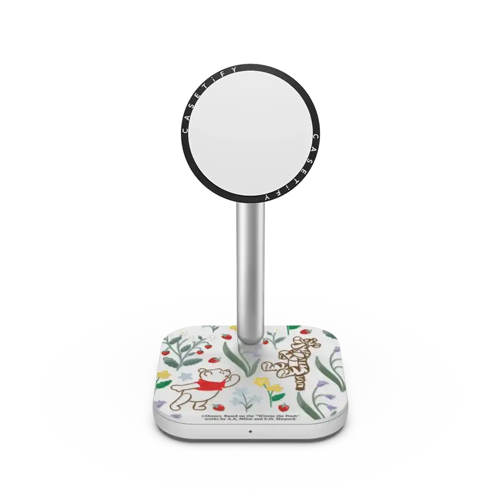 Winnie The Pooh Embroidered Floral Pattern 2-in-1 Charging Stand