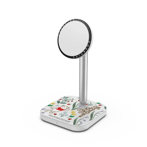 Winnie The Pooh Embroidered Floral Pattern 2-in-1 Charging Stand