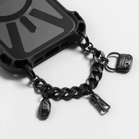 DIESEL Matte Black Thick Metal Phone Charm