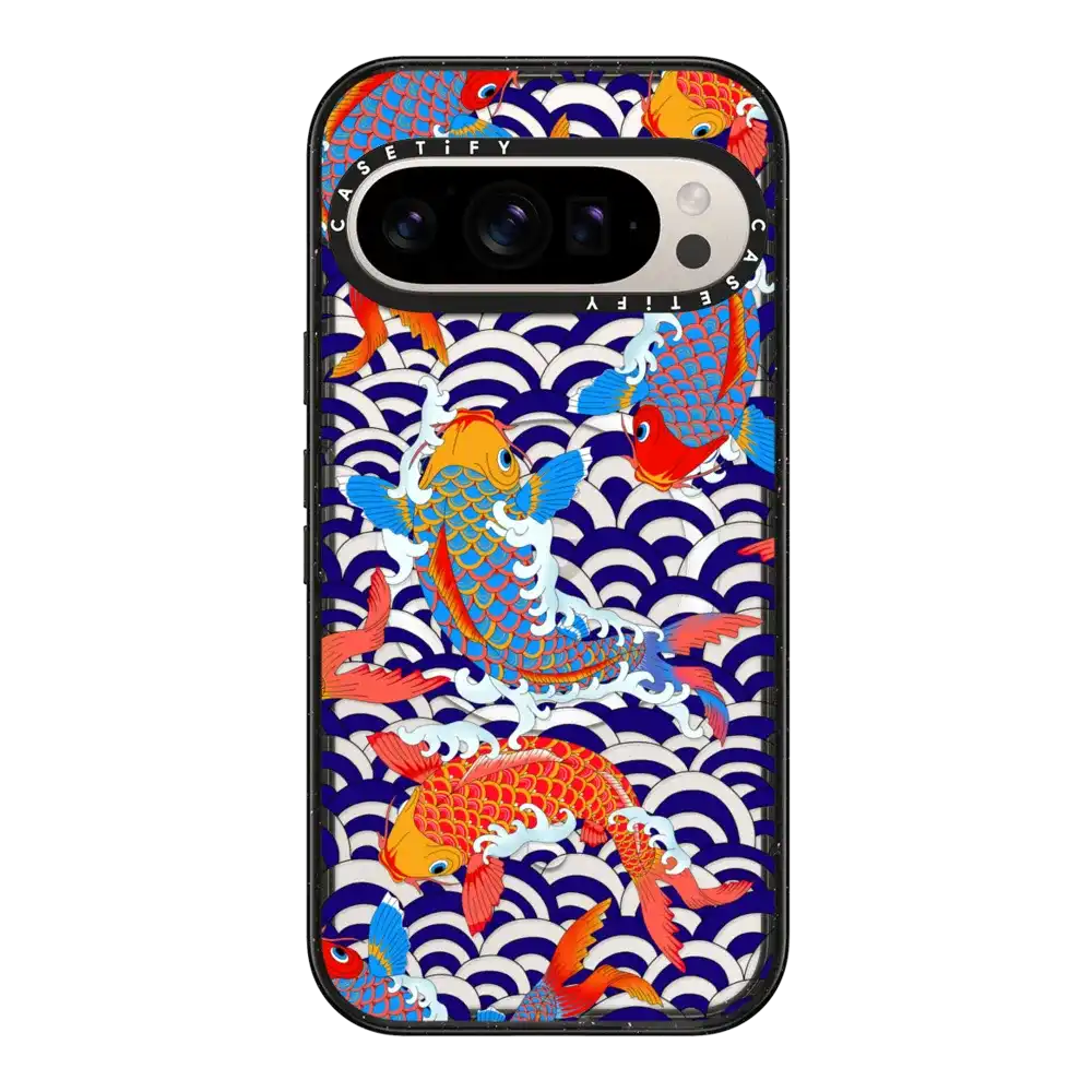 koi fish Japanese tattoo style transparent pattern