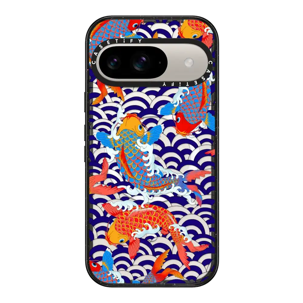koi fish Japanese tattoo style transparent pattern