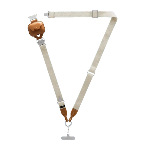 Utility Cross-body Lanyard with Earbuds Leather Case