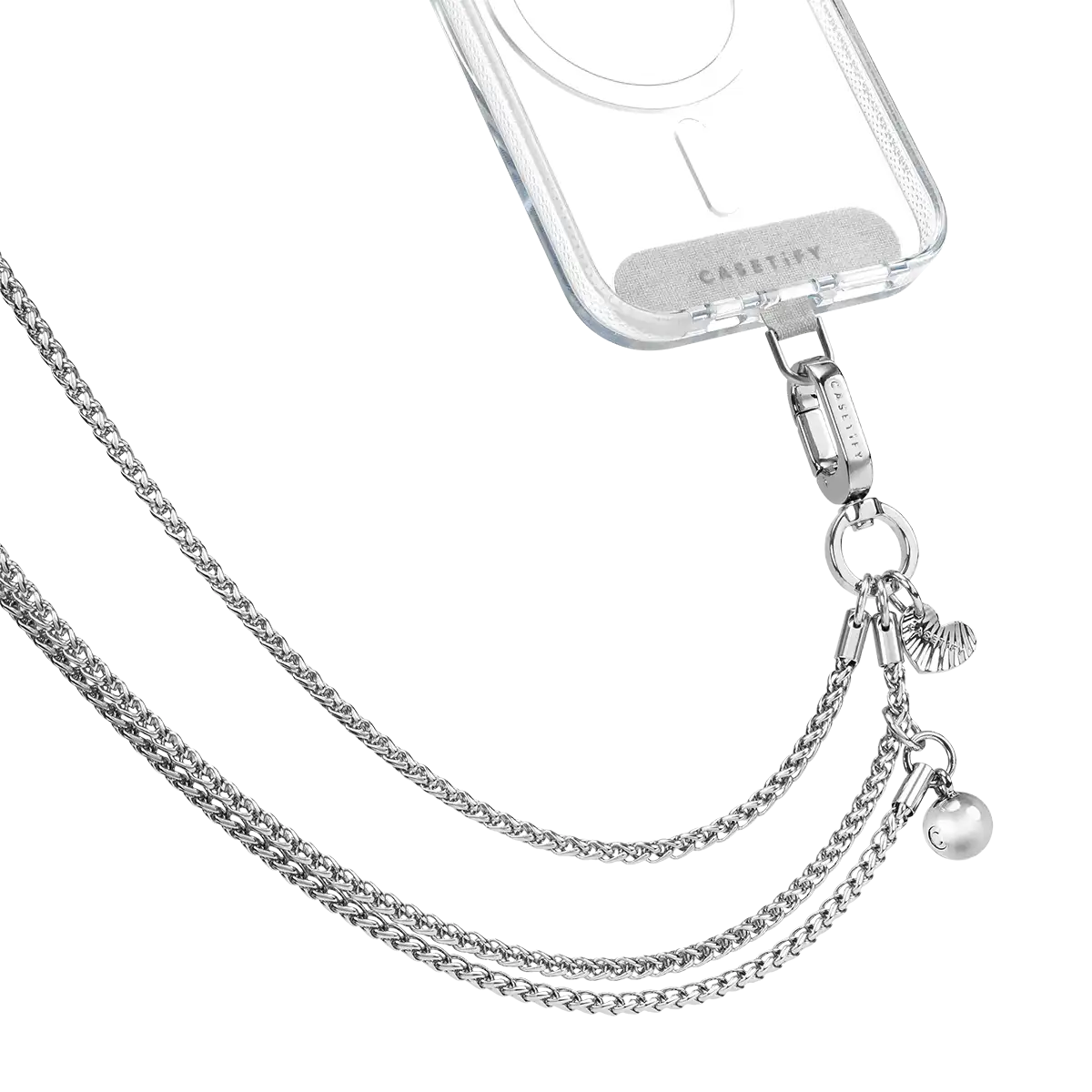Metal Heart Cross-body Chain - Silver