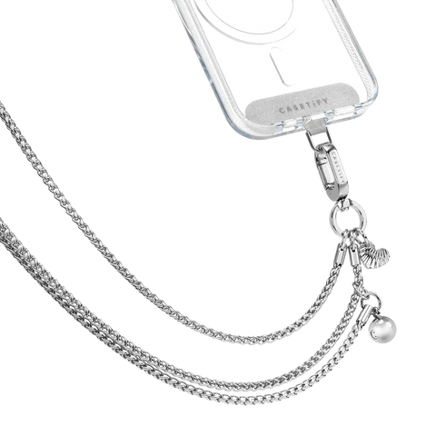 Metal Heart Cross-body Chain - Silver