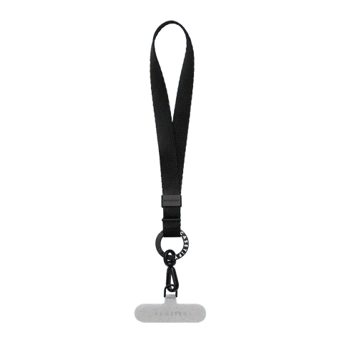 Leather Chain Wrist Strap -  Black in Champagne Gold